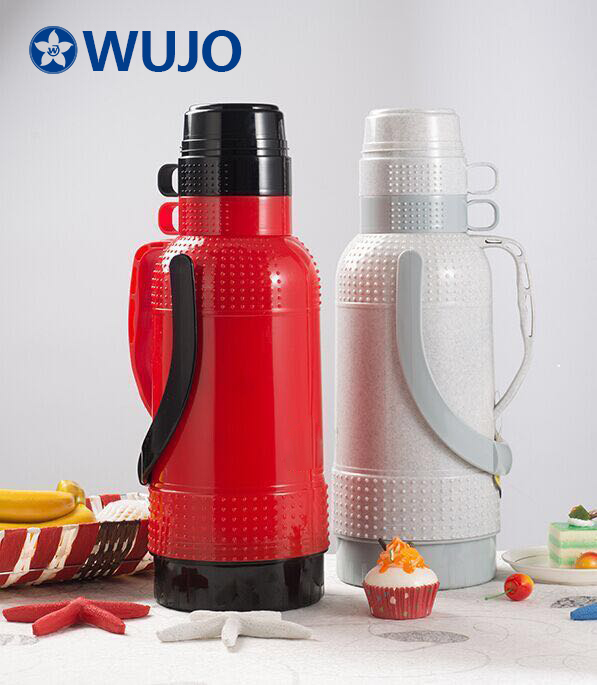 Wujo 3,2-Liter-Plastik-Blauer Vakuum-Thermoskolbenflasche mit Glasfindung