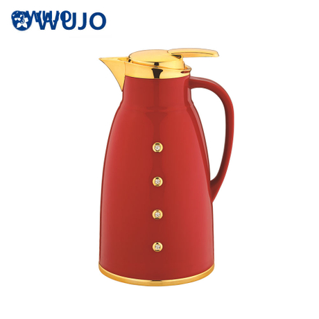 Wujo-kundenspezifische rote arabische beste glaskleidung vakuum isoliert Kunststoff-Thermoskolben